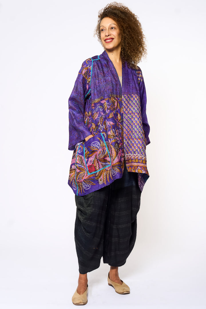 VINTAGE SILK KANTHA A-LINE JKT - sv2003-0412a -