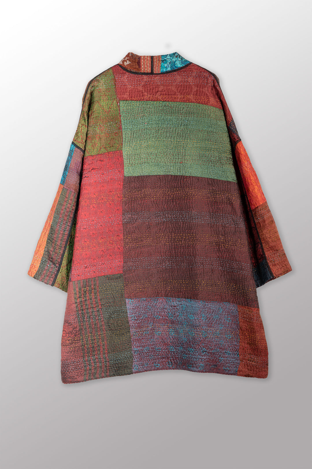 JACQUARD SILK KANTHA HAORI JACKET - js4068-brn -