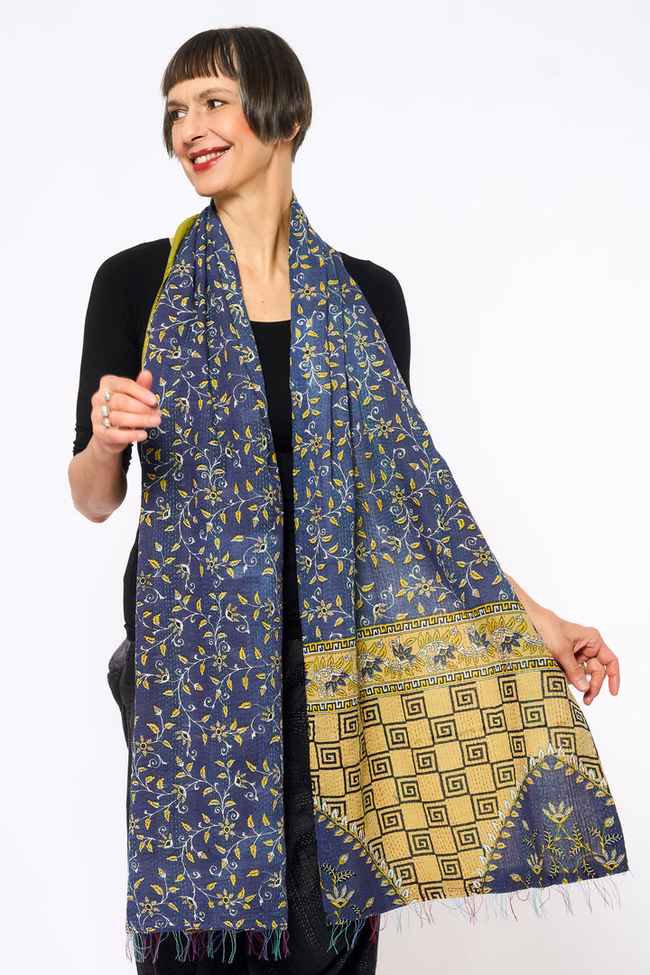 VINTAGE COTTON KANTHA SCARF STANDARD - cv2801-1007a -