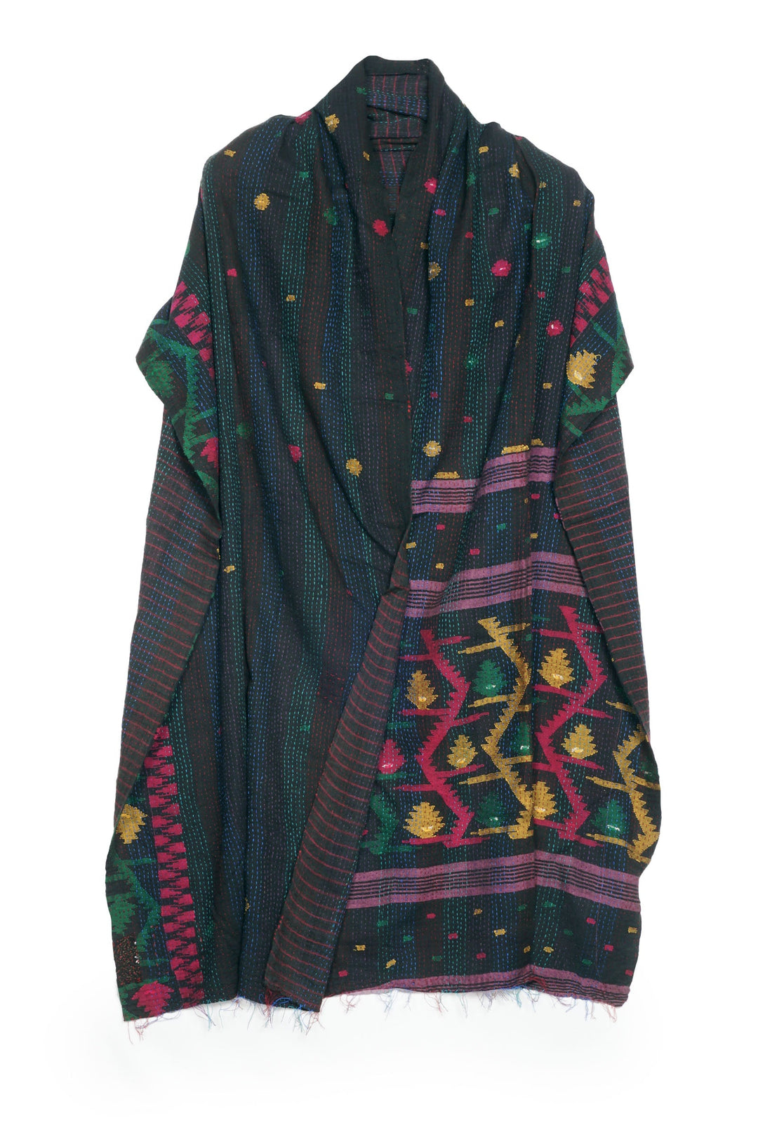 VINTAGE SOLID COTTON KANTHA SCARF STANDARD - cc2801-0003a -