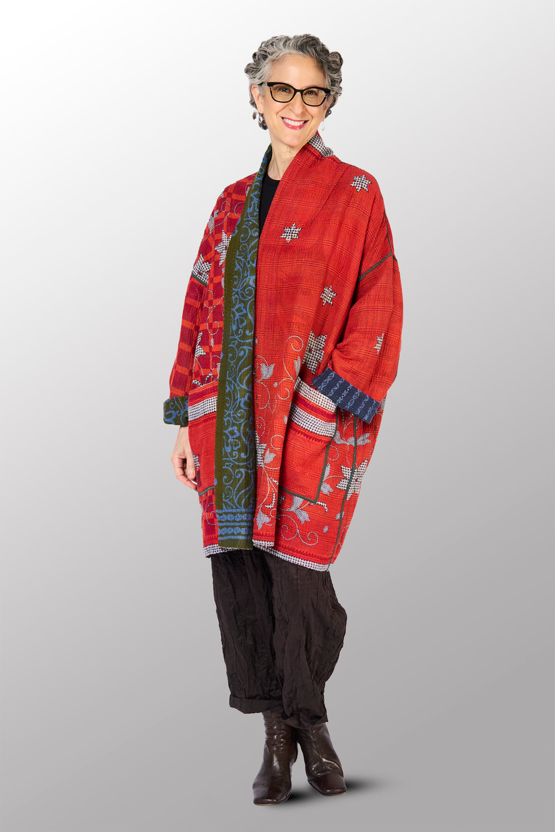 VINTAGE COTTON KANTHA HAORI JKT - cv4068-0015a -