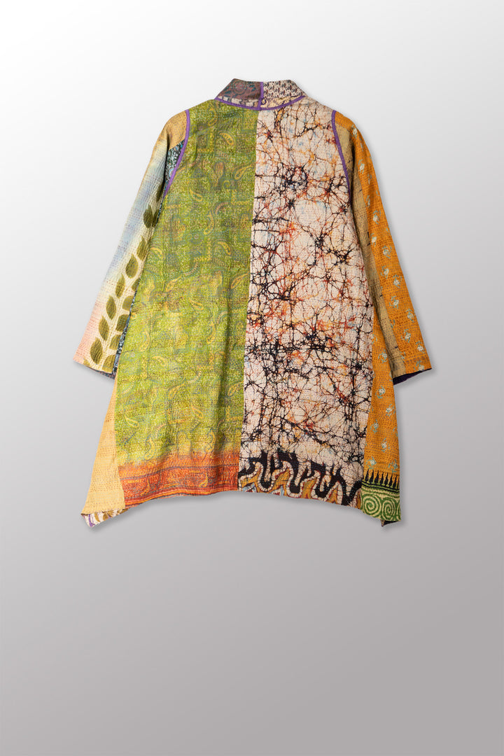 VINTAGE SILK KANTHA A-LINE JKT - sv2003-0399a -