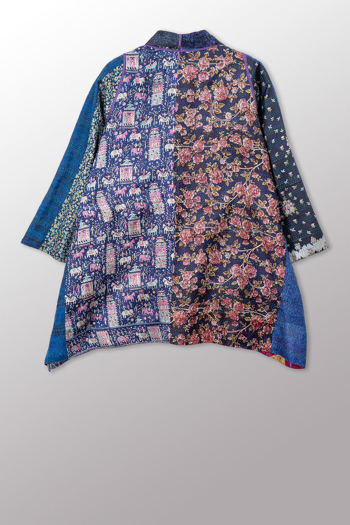 VINTAGE SILK KANTHA A-LINE JKT - sv2003-0414a -