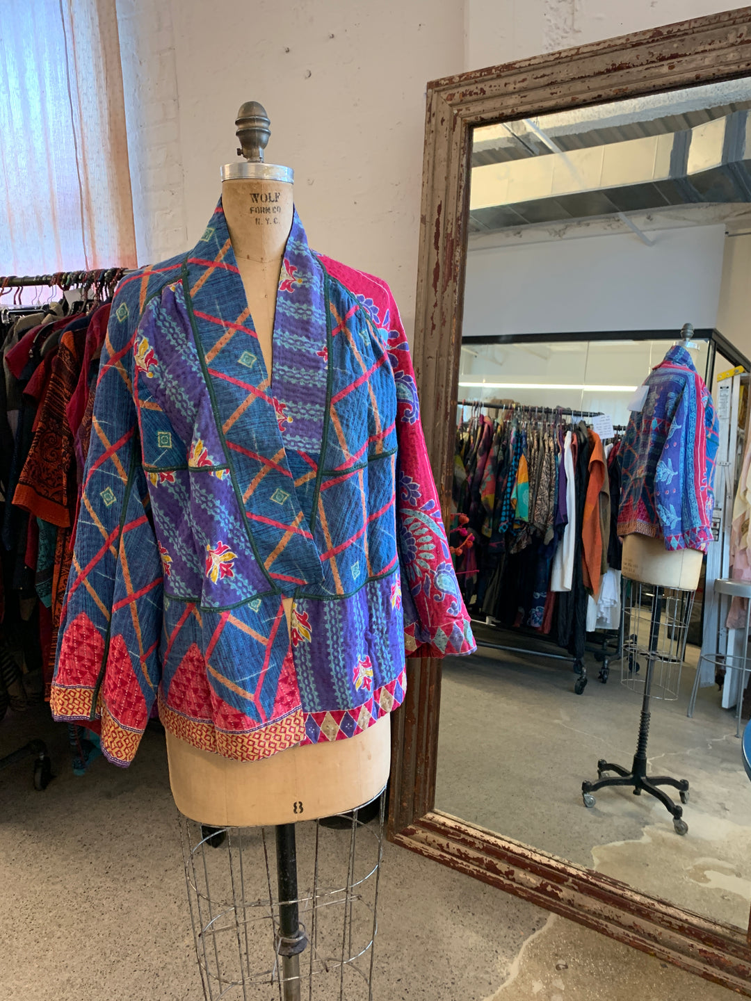VINTAGE COTTON KANTHA DOLMAN SHORT JKT - cv4015-0032l -