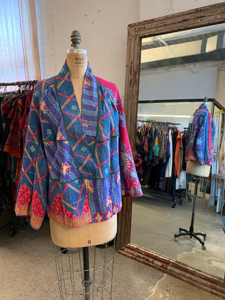 VINTAGE COTTON KANTHA DOLMAN SHORT JKT - cv4015-0032l -