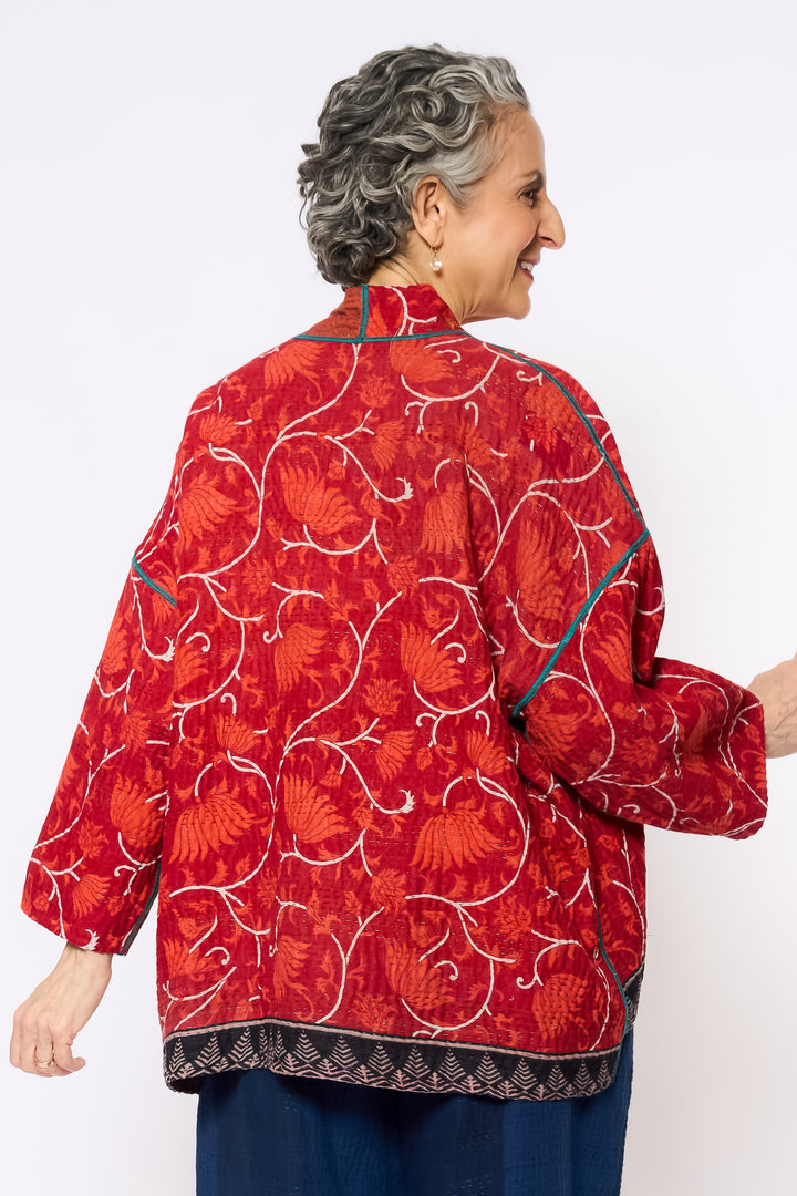 VINTAGE COTTON KANTHA MINI KIMONO JKT - cv4055-0054a -