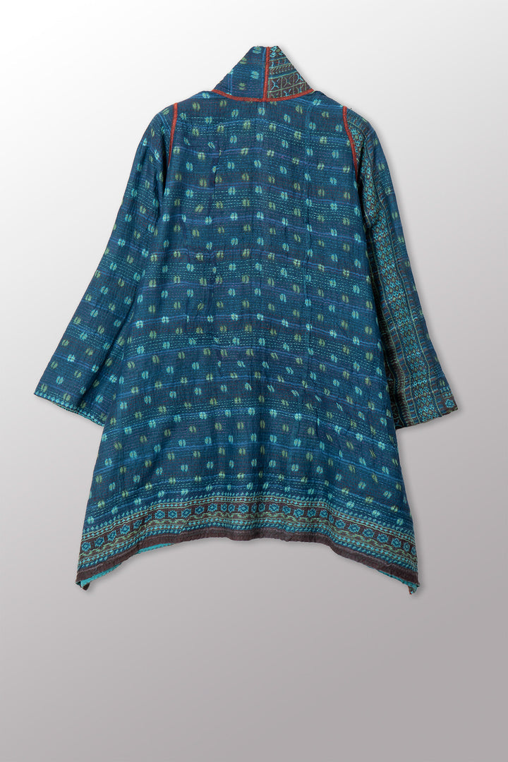 VINTAGE COTTON & NEW VOILE KANTHA A-LINE JKT - cn2003-0009a -