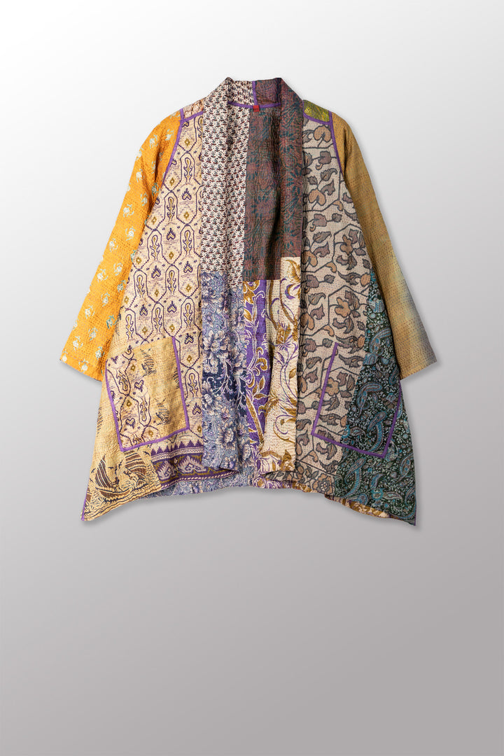 VINTAGE SILK KANTHA A-LINE JKT - sv2003-0399a -