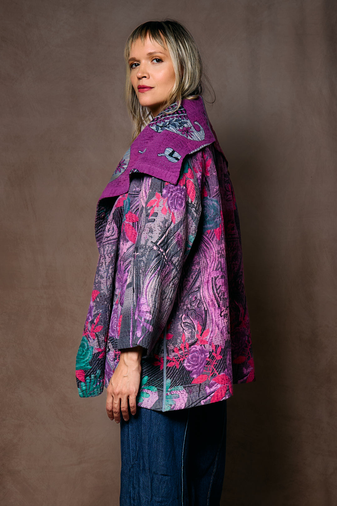VINTAGE COTTON KANTHA FLARE JKT - cv4010-0168a -