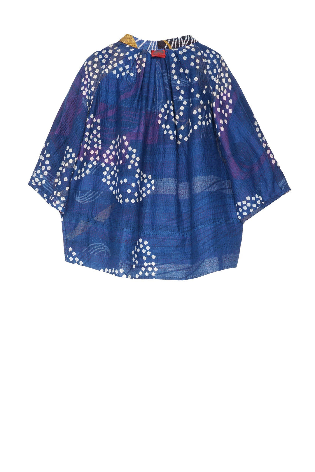 FRESH PRINT KANTHA PUFF SLV. TOP - fp2550-blu -