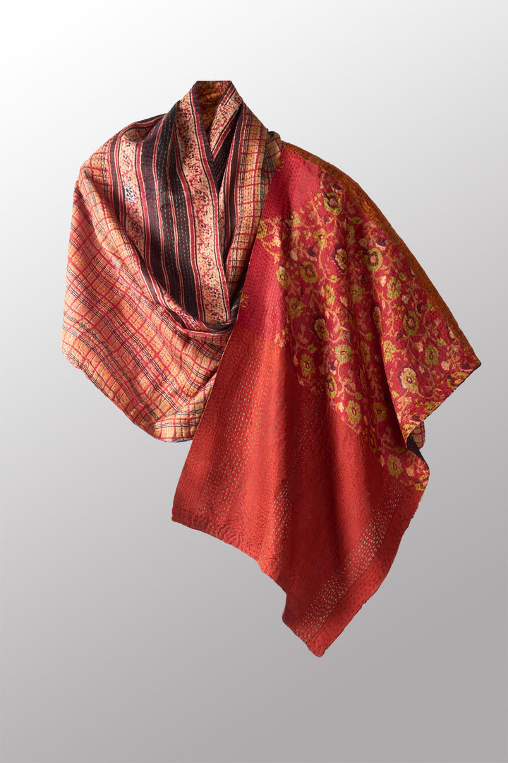 VINTAGE SILK KANTHA SCARF STANDARD - sv2801-0002a -