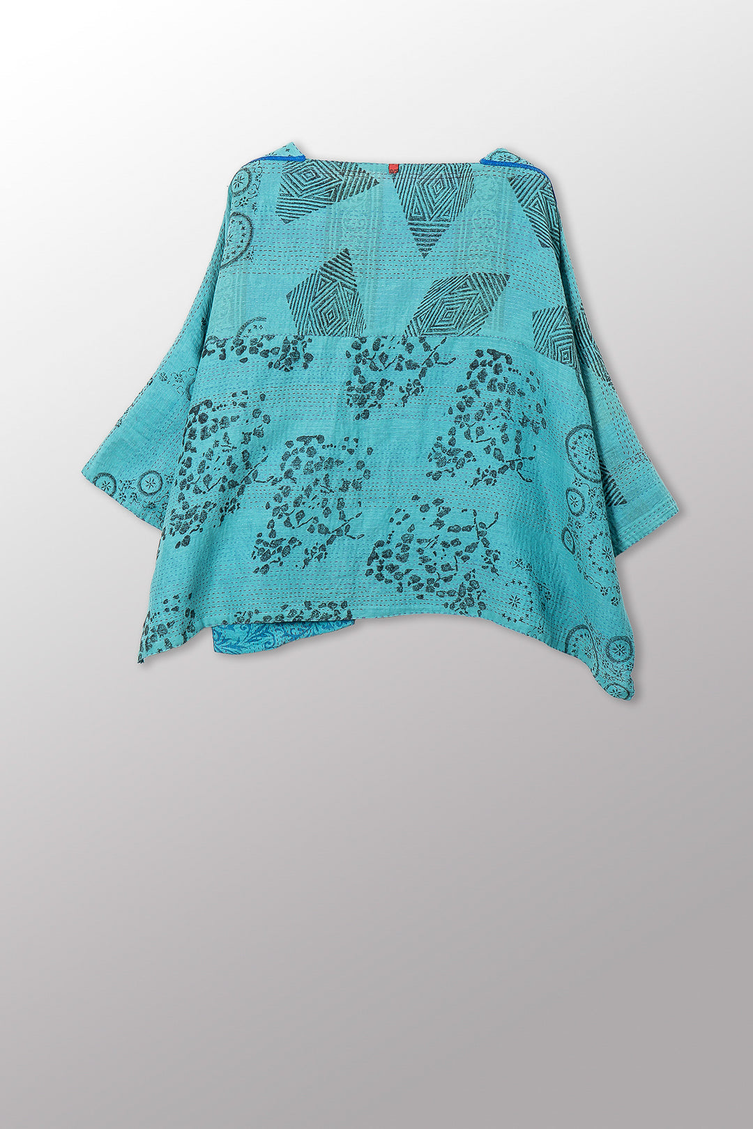VINTAGE COTTON & NEW VOILE KANTHA 3/4 SLV. CROP TOP MIO - cn2538-0009a -