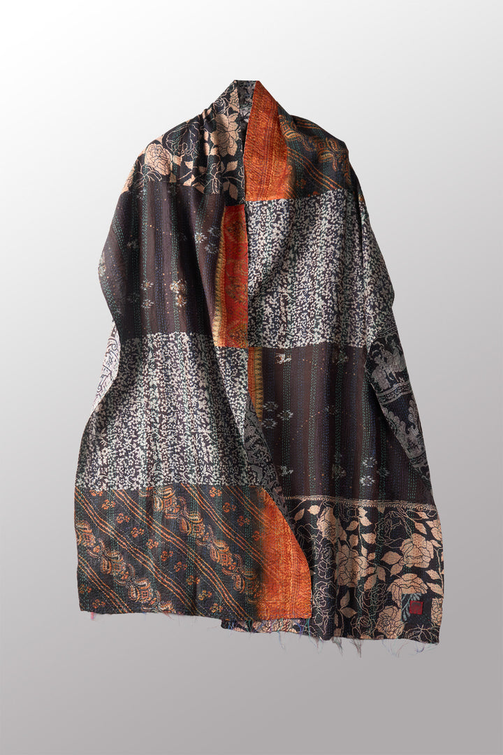 VINTAGE SILK KANTHA SCARF STANDARD - sv2801-0013a -