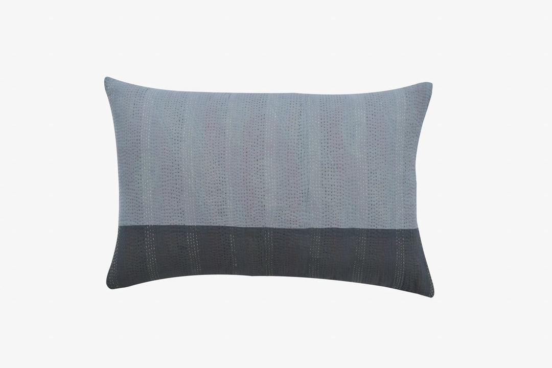 Monotone Ikat Handmade Vintage Kantha Pillow -Black