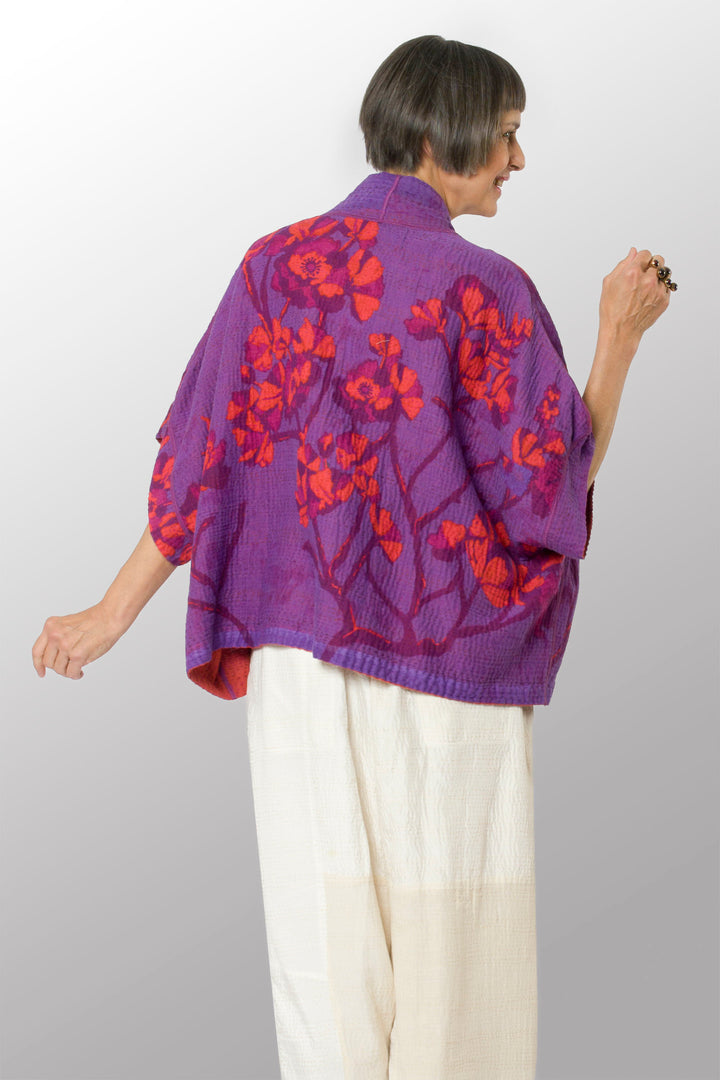 BLOOMING FLOWERS KANTHA MINI PONCHO - bf4060-prp -
