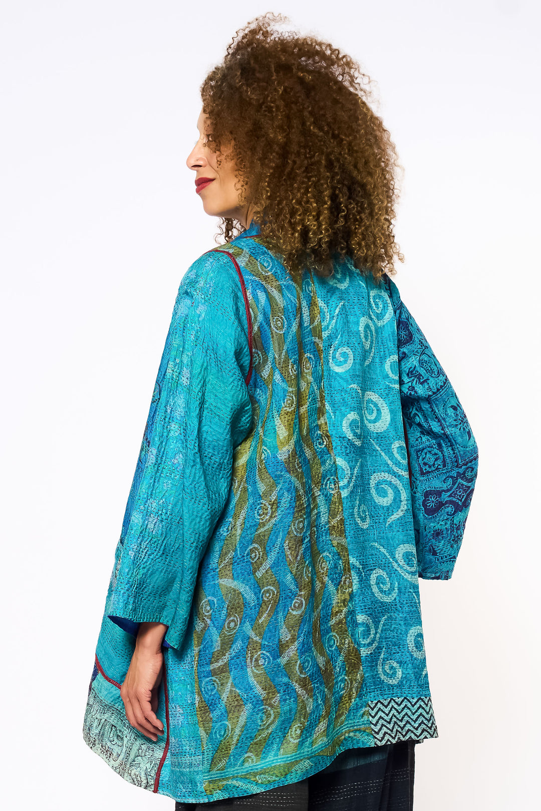 VINTAGE SILK KANTHA A-LINE JKT - sv2003-0411a -