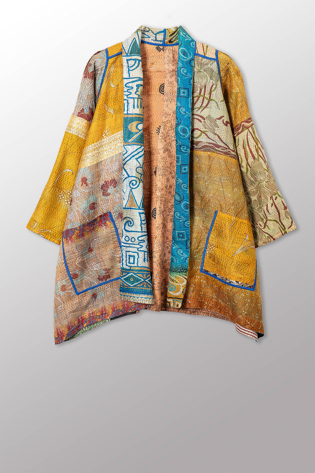 VINTAGE SILK KANTHA A-LINE JKT - sv2003-0415a -