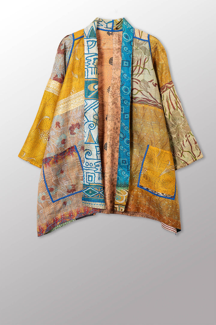 VINTAGE SILK KANTHA A-LINE JKT - sv2003-0415a -
