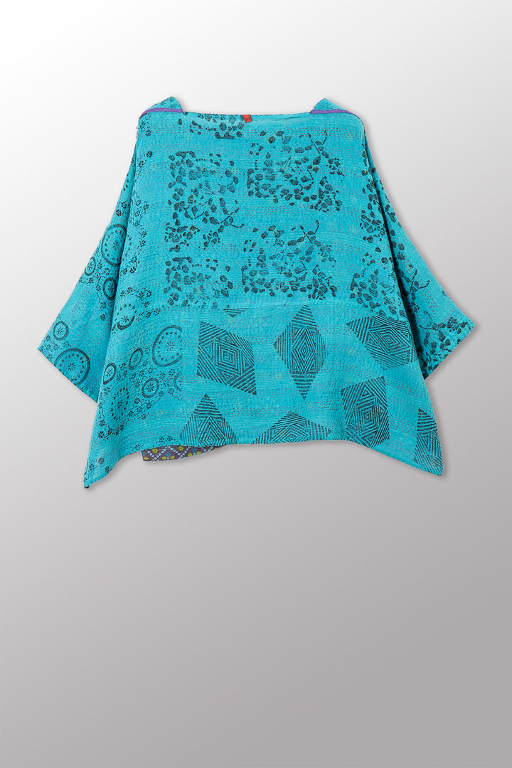 VINTAGE COTTON & NEW VOILE KANTHA 3/4 SLV. CROP TOP MIO - cn2538-0008a -