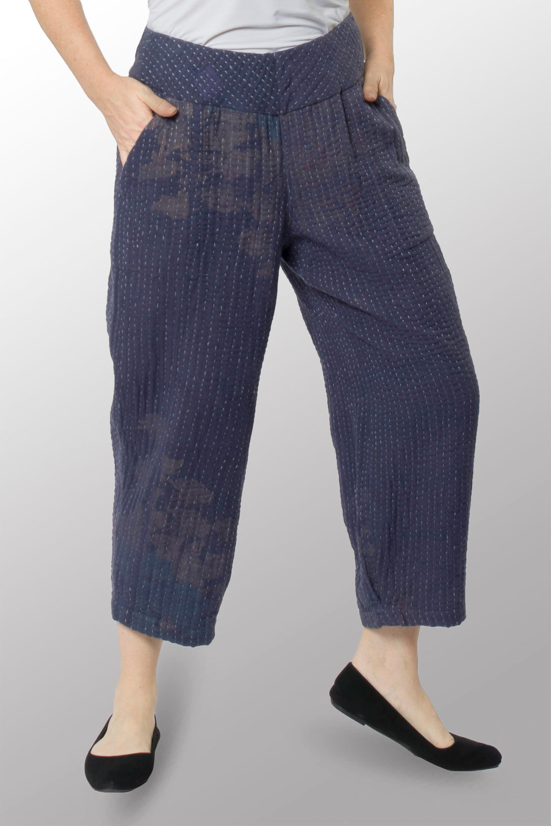 BBK SOLID KANTHA NEW LANTERN PANTS - bl-bbs4651-nvy -