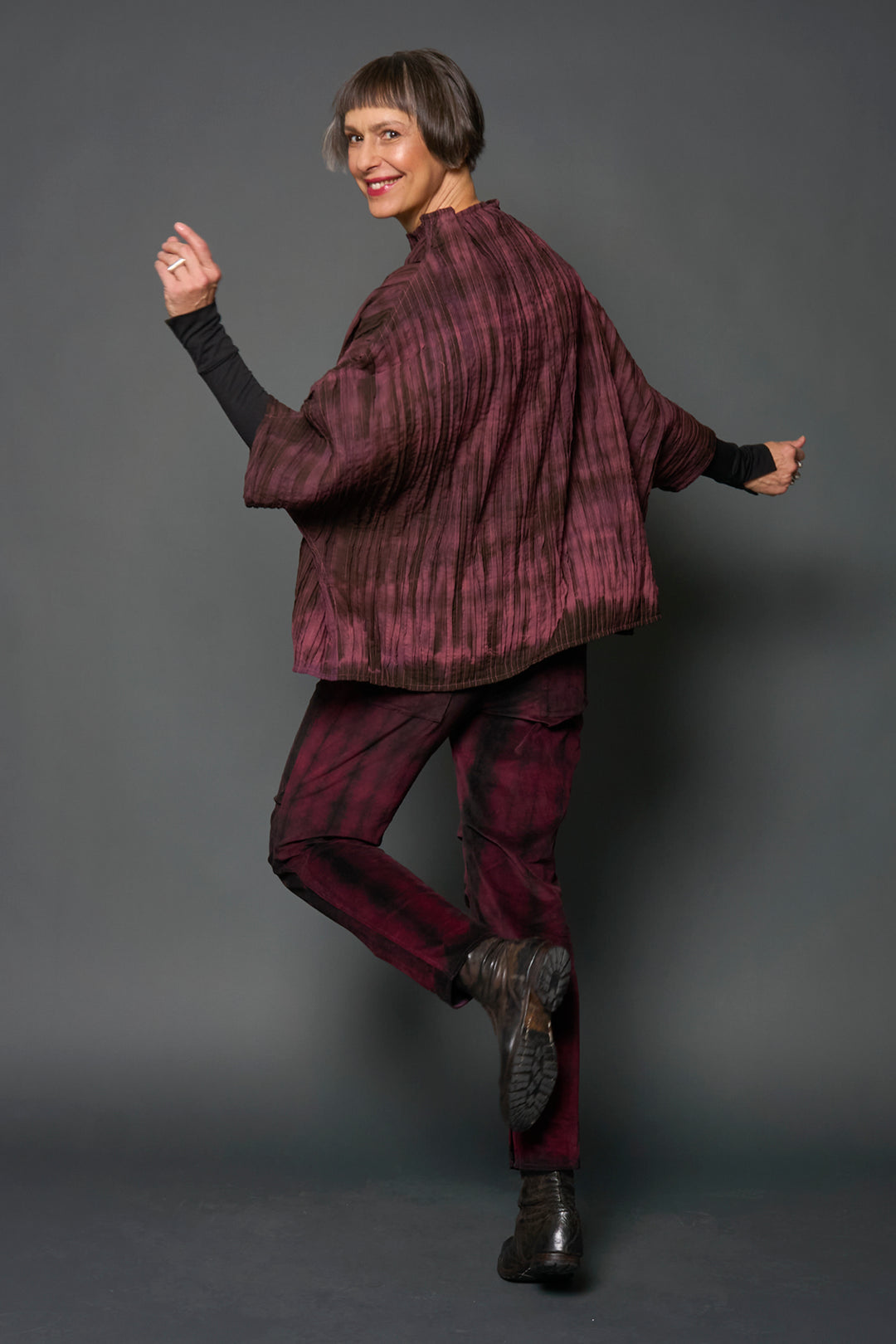 MONE COTTON RIPPLE TUCK PONCHO VEST - mn1249-pik -