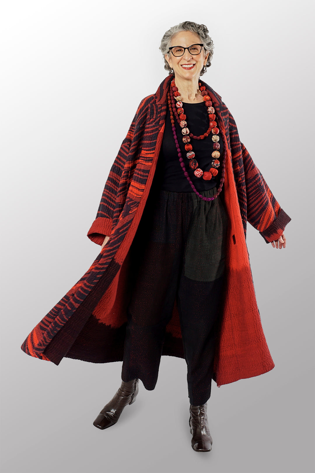 MAGMA AND OMBRE  KANTHA NEW OVERSIZED COAT - mw5342-red -