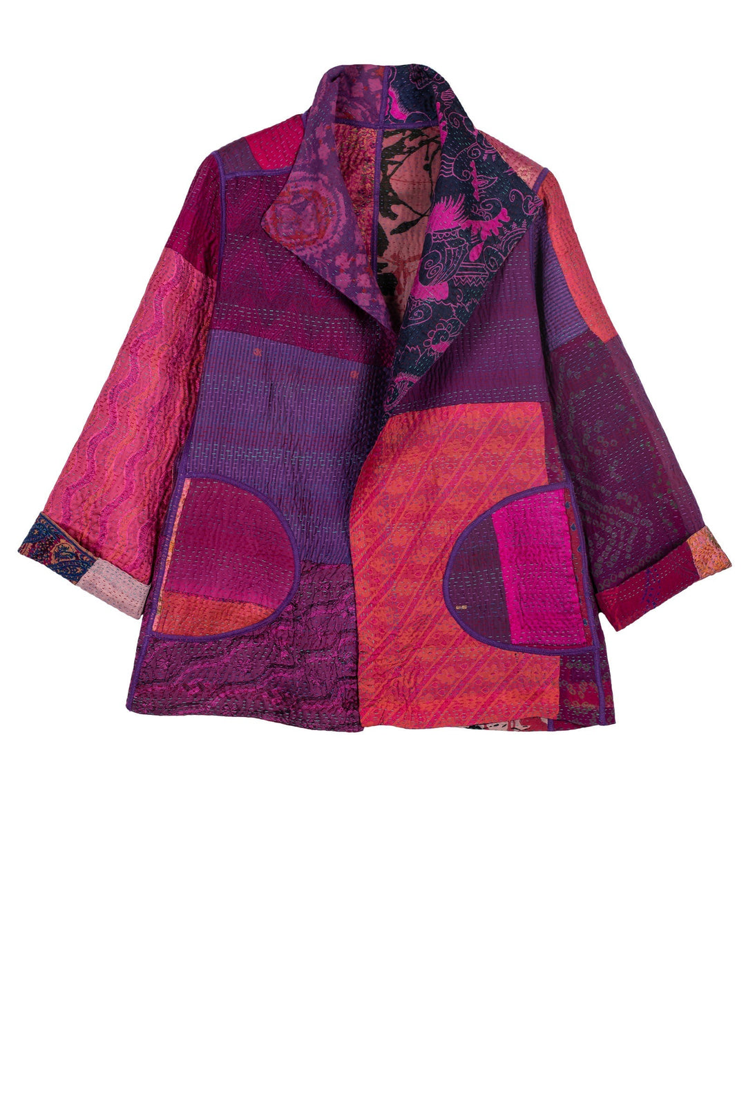 JACQUARD SILK KANTHA SHORT JACKET - js4007-pik -