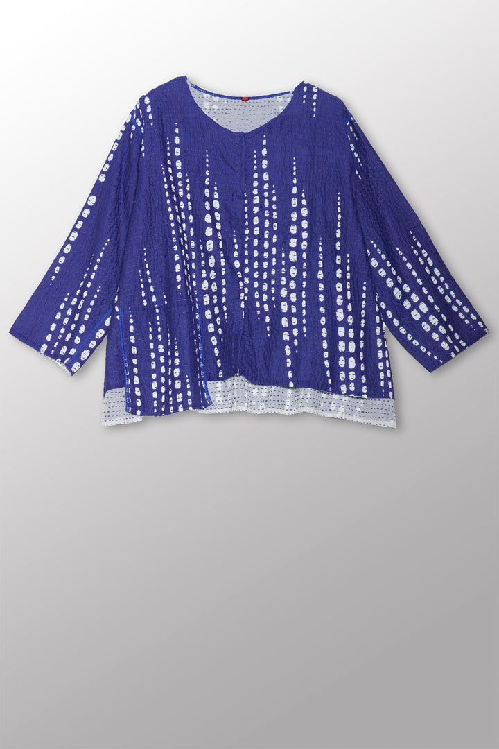 SHIBORI DROP BBK KANTHA A-LINE SHORT JKT - sd2019-blu -