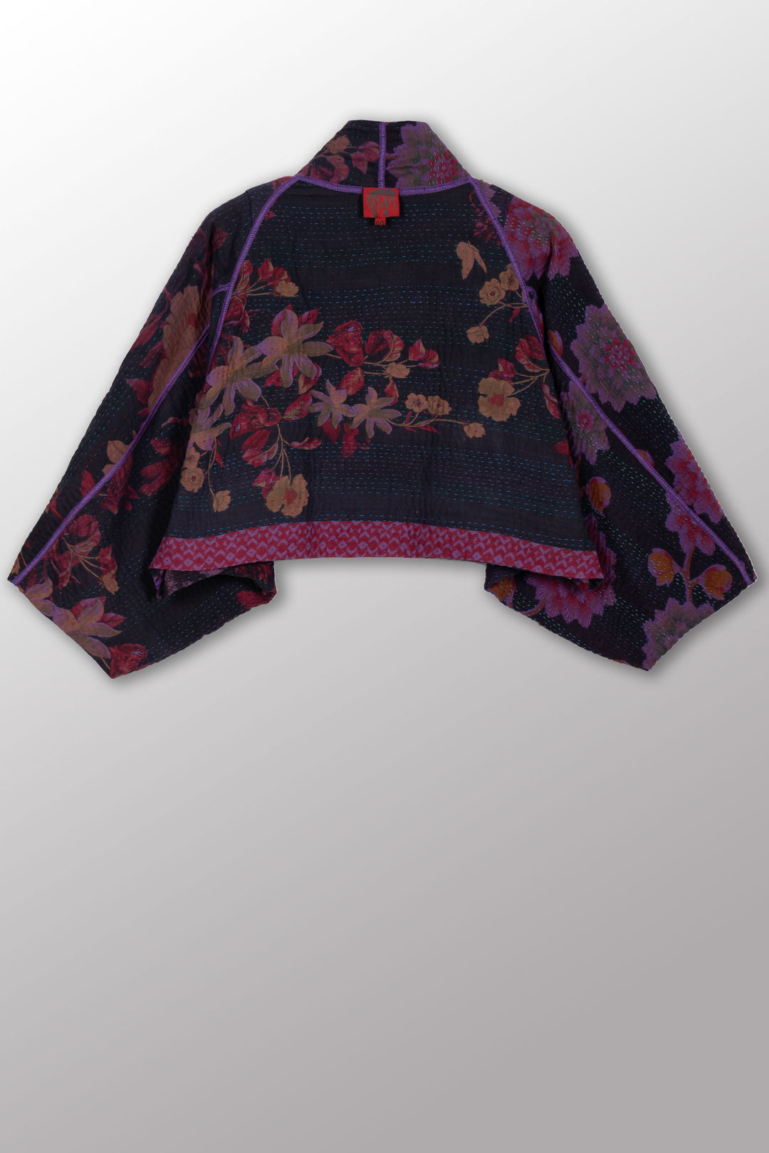 COTTON OVERDYE KANTHA PUFF SLV. SHRUG - ov4062-cprp007a -