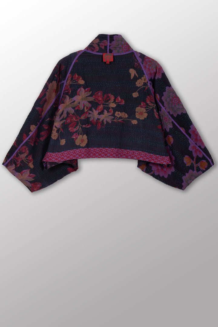 COTTON OVERDYE KANTHA PUFF SLV. SHRUG - ov4062-cprp007a -