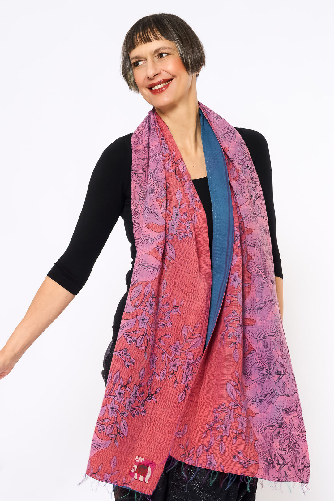 VINTAGE COTTON KANTHA SCARF STANDARD - cv2801-0057a -
