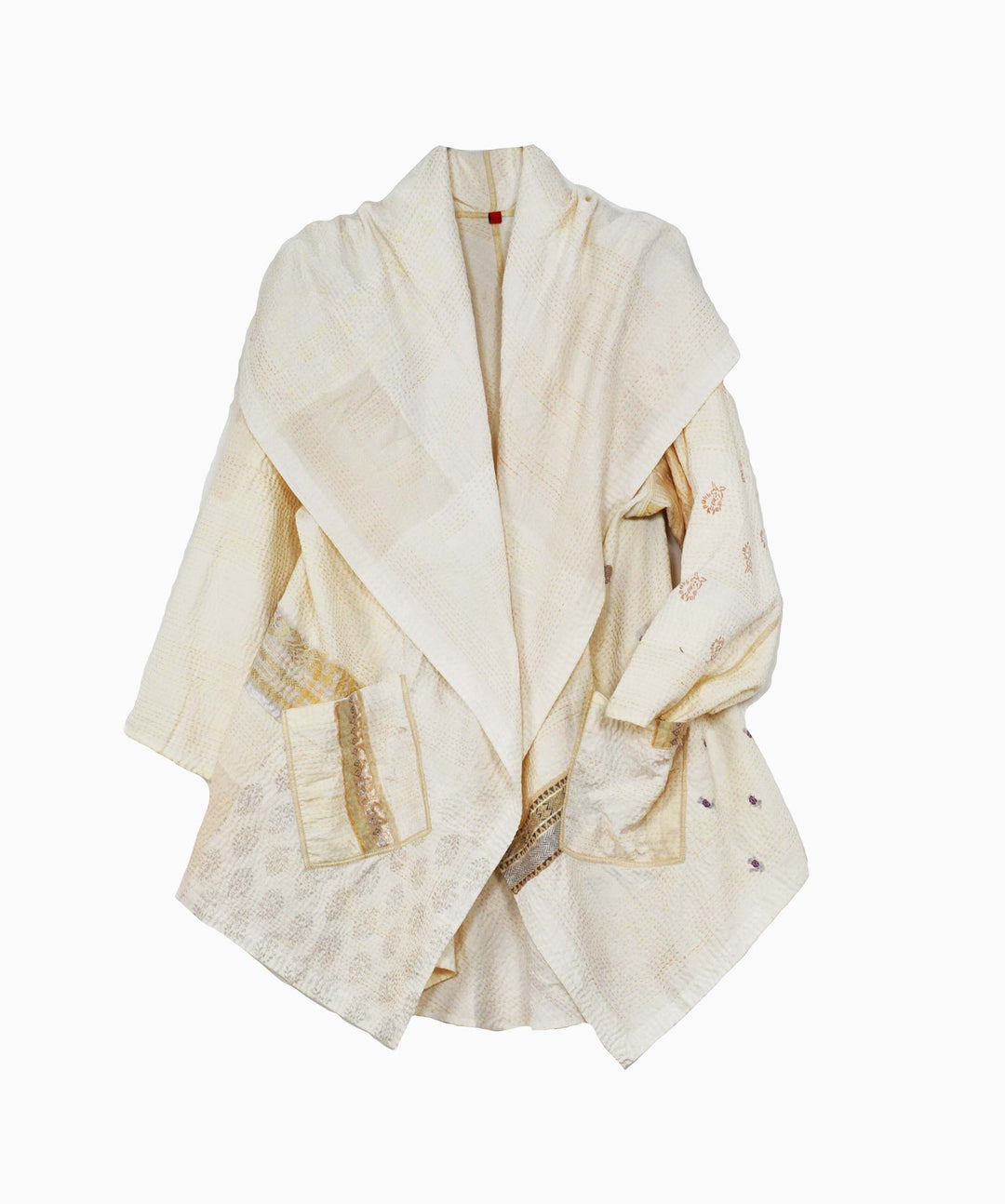 FRAYED PATCH KANTHA CIRCULAR LONG JKT - fi2009-ivy -
