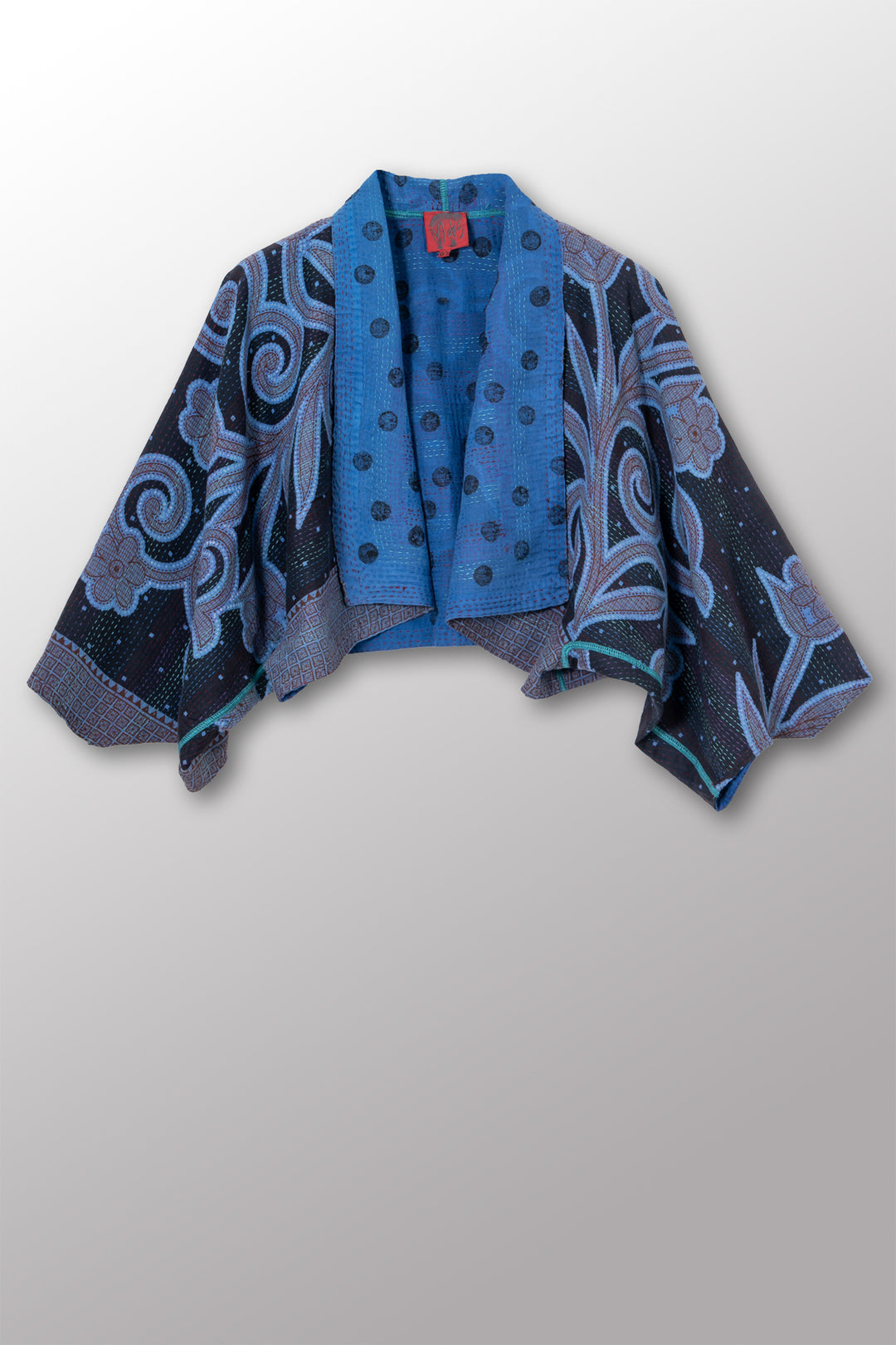VINTAGE COTTON & NEW VOILE KANTHA PUFF SLV. SHRUG - cn2062-0003a -