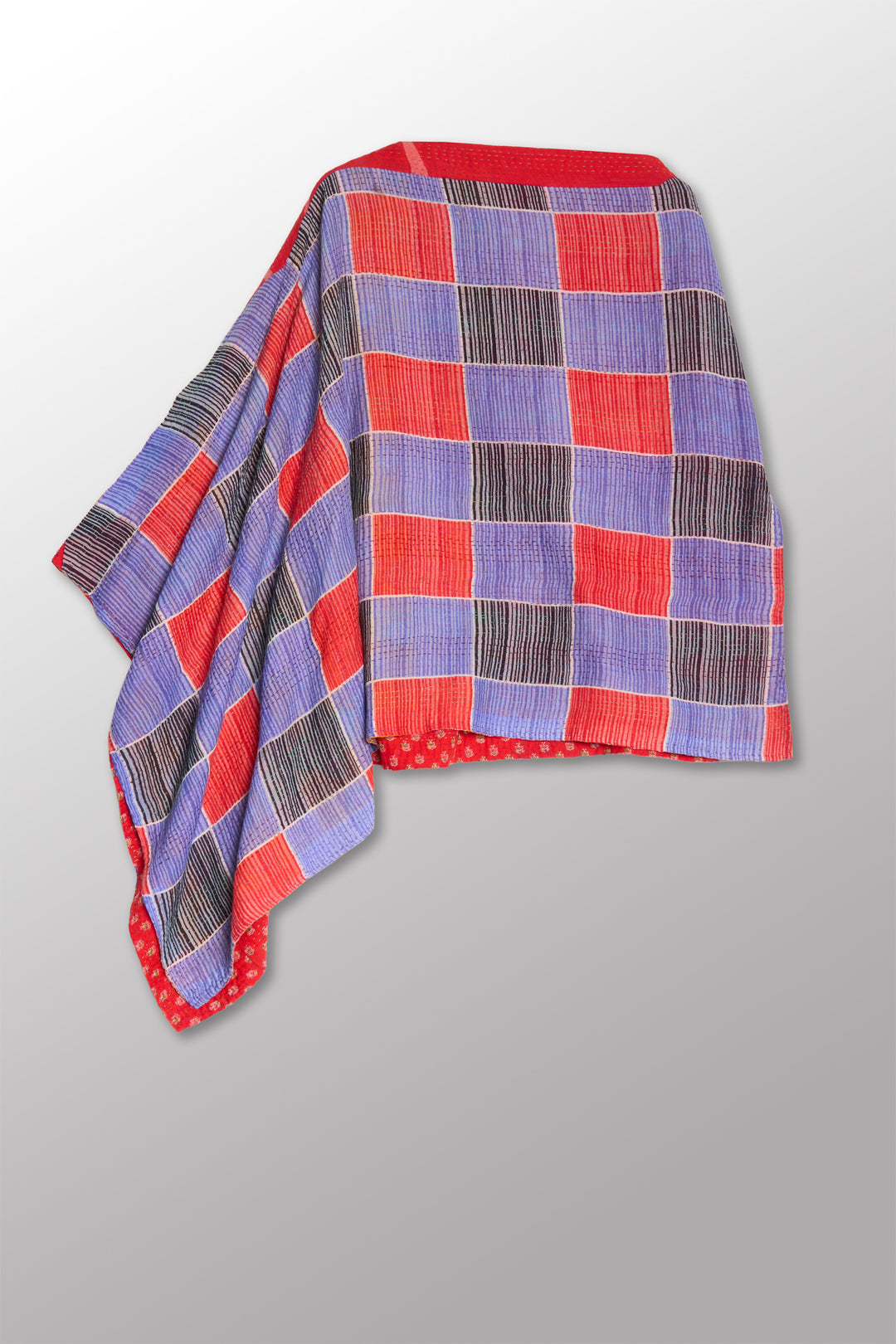 VINTAGE COTTON KANTHA LONG CAPE - cv2841-0002a -