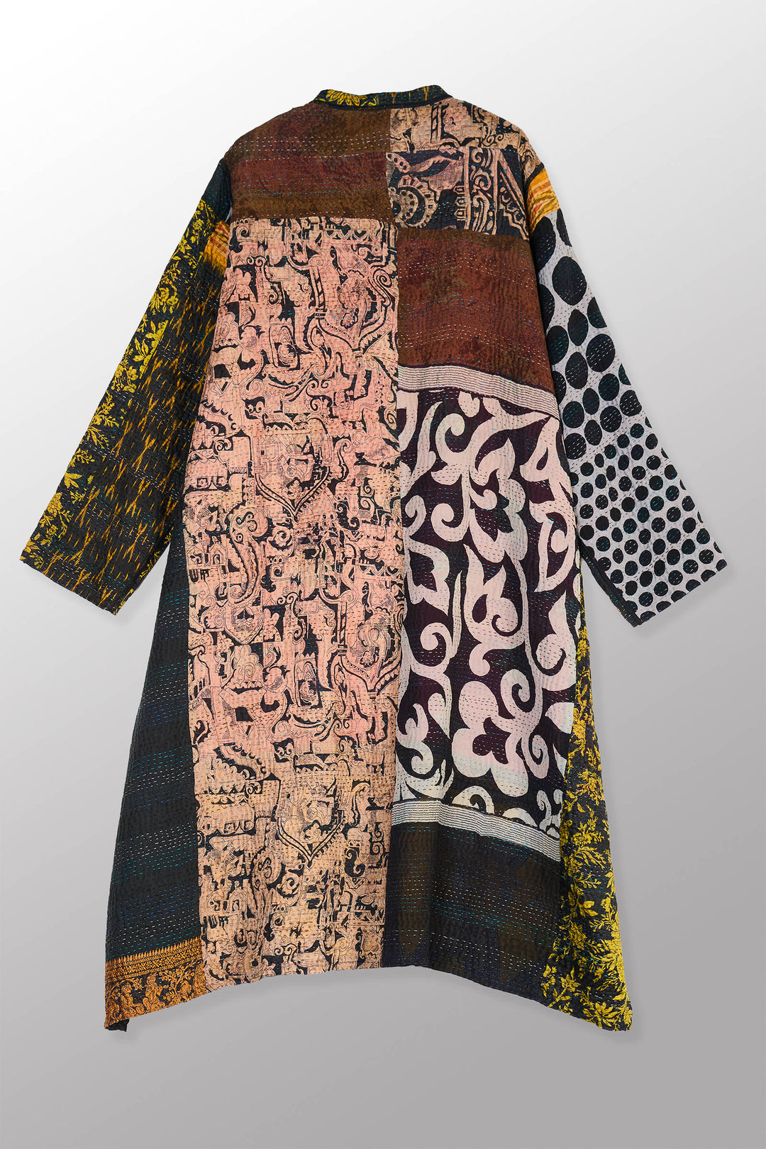 JACQUARD SILK KANTHA KAFTAN COAT - js4343-grn -