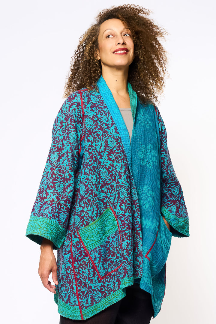 COTTON OVERDYE KANTHA A-LINE JKT - ov4003-ctuq003a -