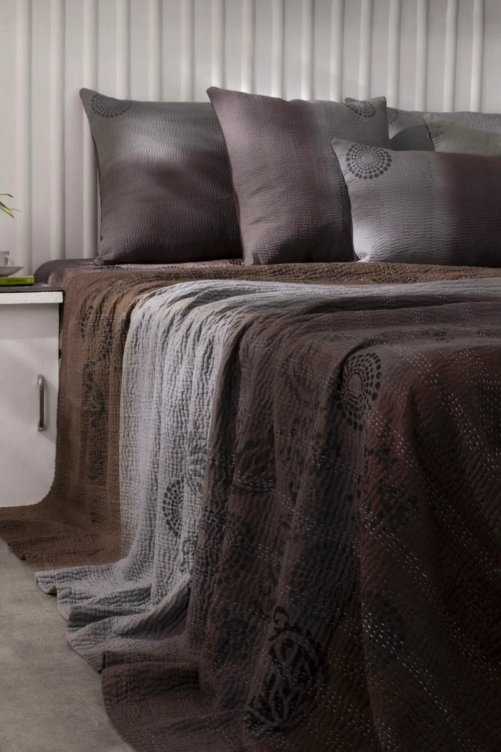 Ombre With Fray Patch Handmade Vintage Quilts -Chocolate