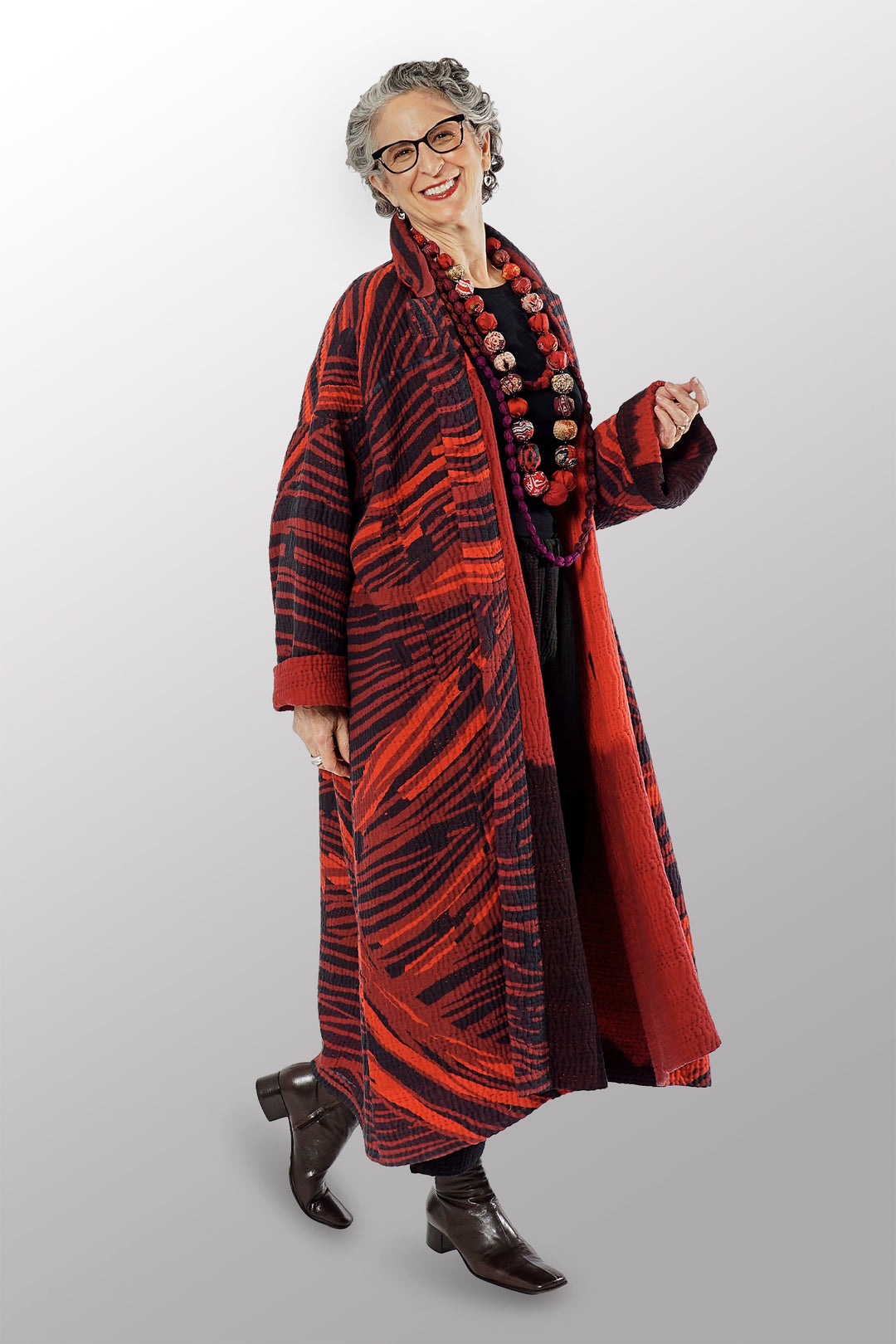 MAGMA AND OMBRE  KANTHA NEW OVERSIZED COAT - mw5342-red -