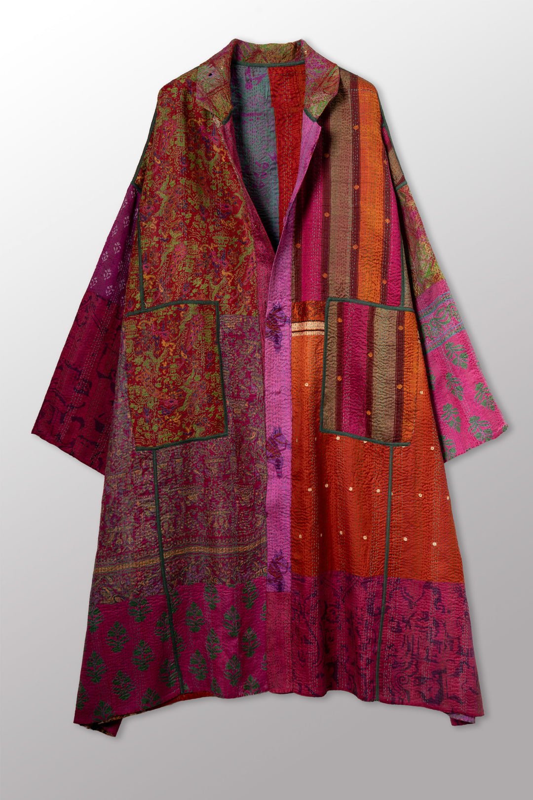 VINTAGE SILK KANTHA NEW OVERSIZED COAT - sv2342-0014a -