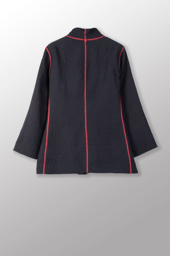 MONOTONE TWILIGHT PRINT KANTHA SHORT JKT - tp4007-red -