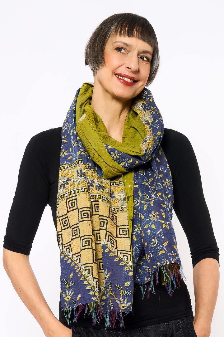 VINTAGE COTTON KANTHA SCARF STANDARD - cv2801-1007a -
