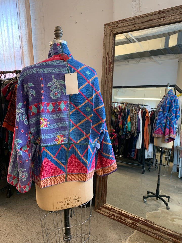 VINTAGE COTTON KANTHA DOLMAN SHORT JKT - cv4015-0032l -