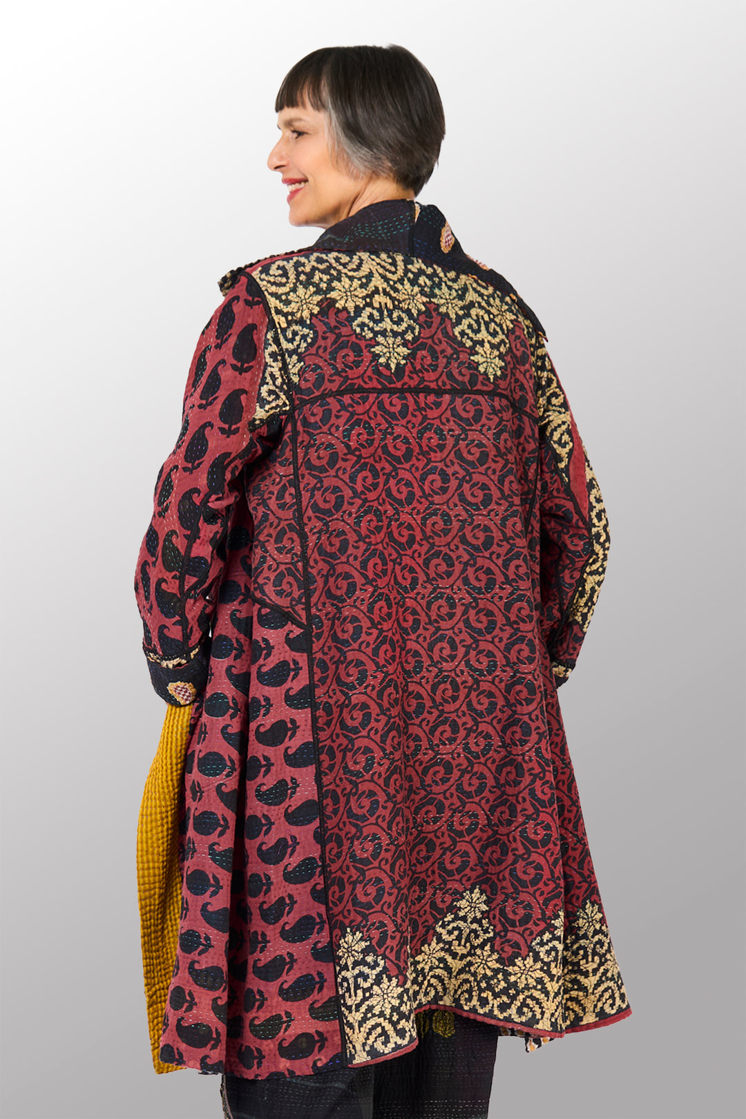 VINTAGE COTTON KANTHA A-LINE COAT - cv4309-0065a -