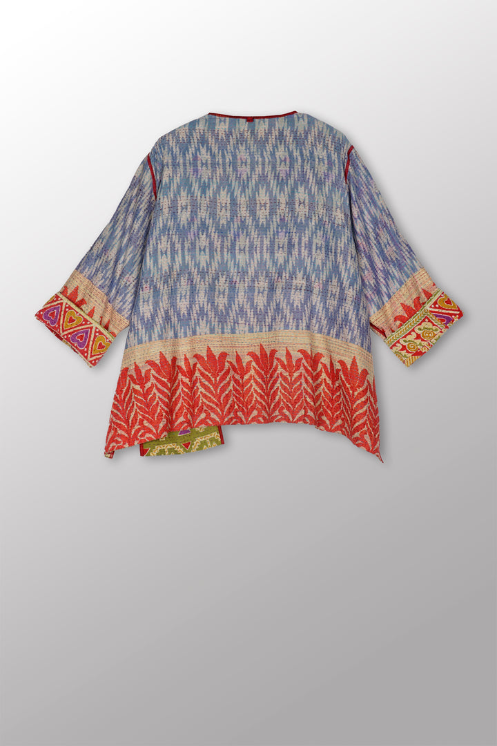 VINTAGE COTTON KANTHA A-LINE SHORT JKT - cv2019-0021a -