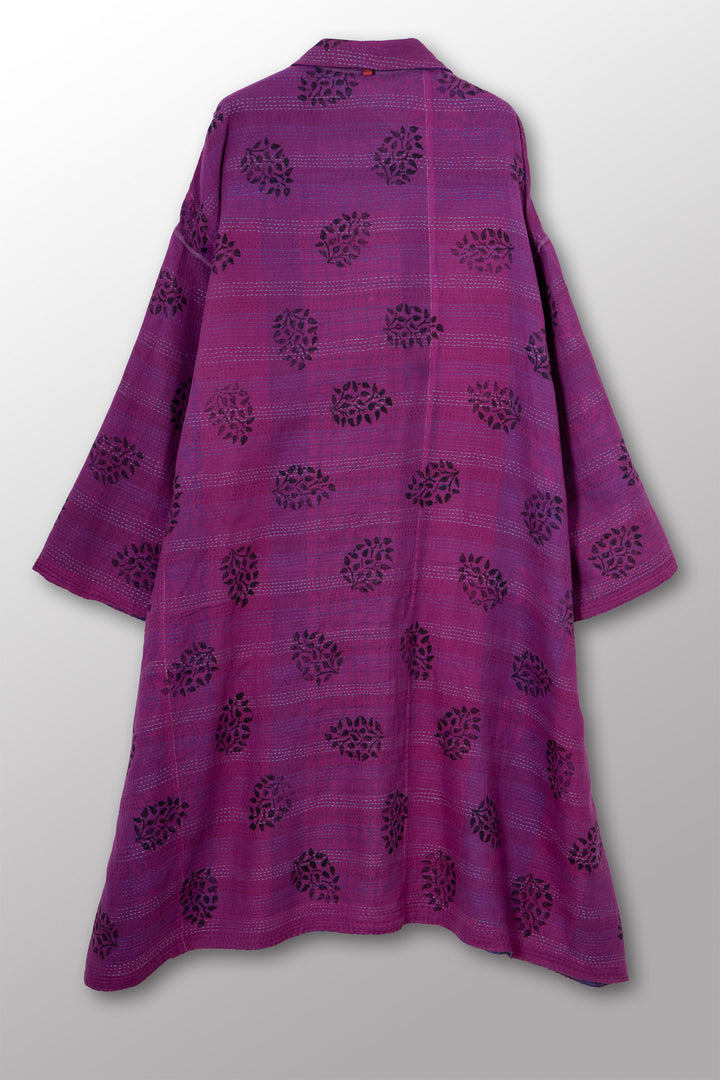 VINTAGE COTTON & NEW VOILE KANTHA NEW OVERSIZED COAT - cn2342-0004a -