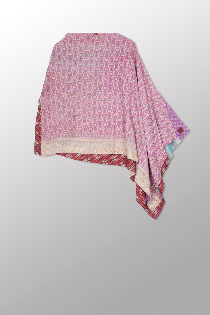 VINTAGE COTTON KANTHA LONG CAPE - cv2841-0001a -