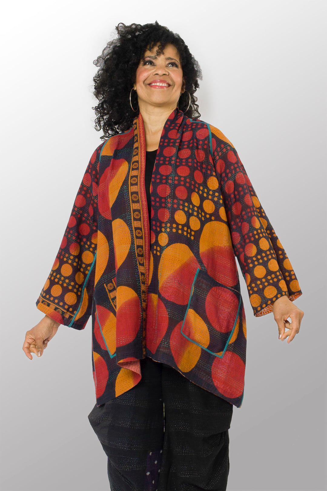 VINTAGE COTTON KANTHA A-LINE JKT - cv2003-0160a -