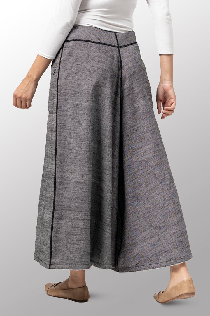 DENIM WIDE LEG PANTS - dn1623-gry -