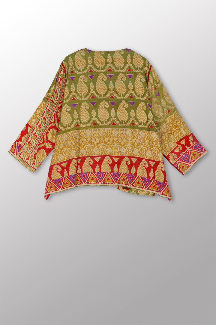 VINTAGE COTTON KANTHA A-LINE SHORT JKT - cv2019-0021a -