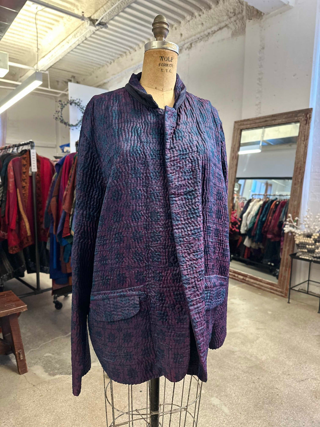 JACQUARD WITH WOVEN KANTHA SIMPLE MEN'S JACKET - jq5072-0006l -